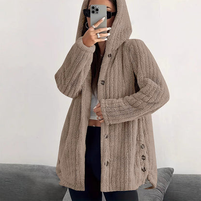 ⏳ Limited Time 60% Off!❄️Women's Loose-Fit Hooded Plush Jacket