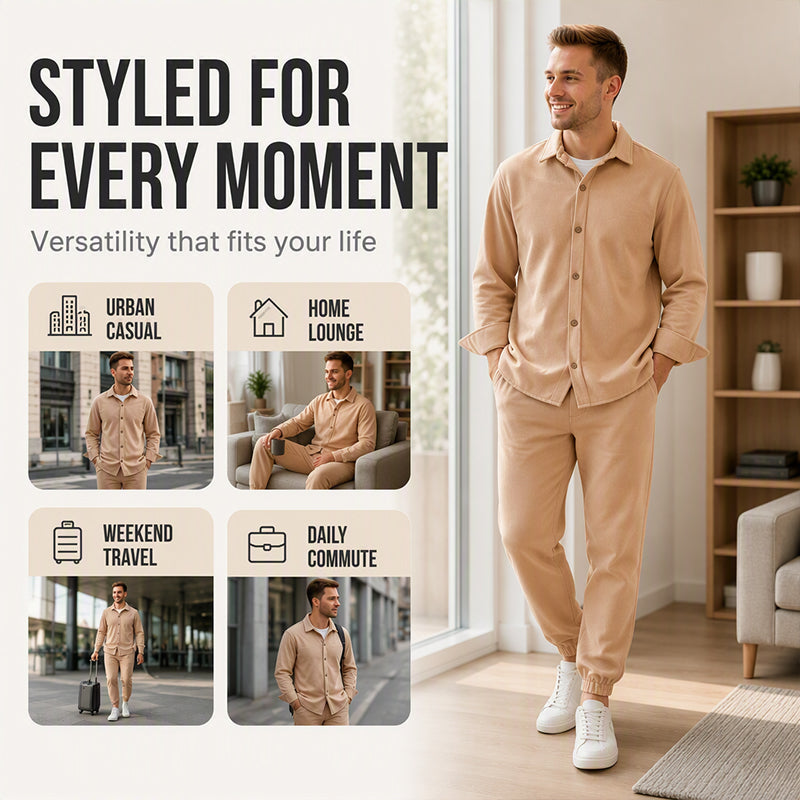 Men's Cozy Warm Shirt and Pants Lounge Set