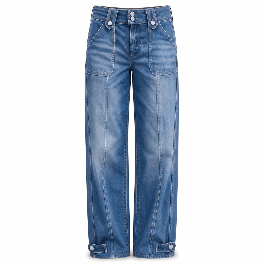 👖 Waist-Defining Fit, Longer-Looking Legs | Women's High-Rise Seamed Wide-Leg Jeans