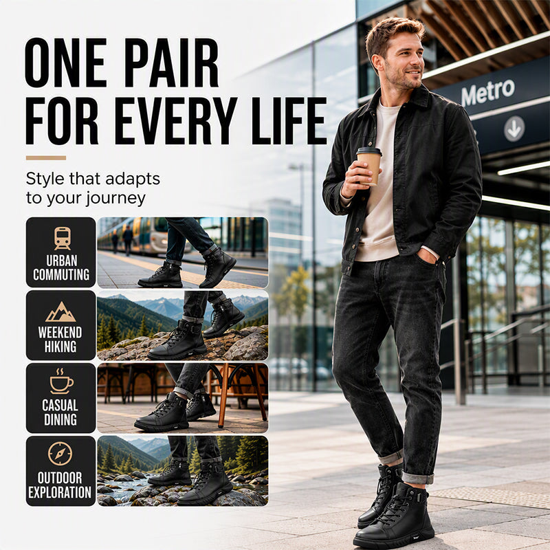 🥾 Built Tough for Everyday Wear | Men's Waterproof Genuine Leather Combat Boots