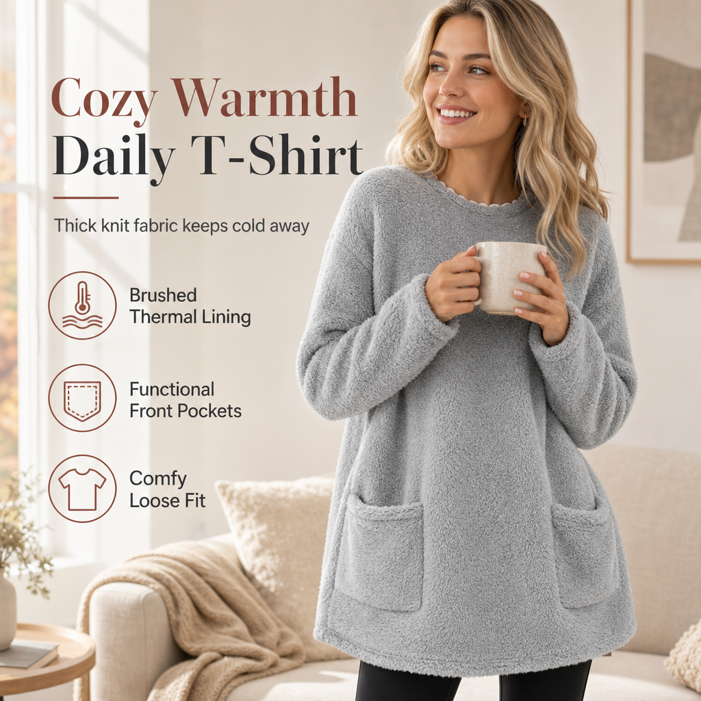 Women's Warm Crew Neck Long Sleeve Top