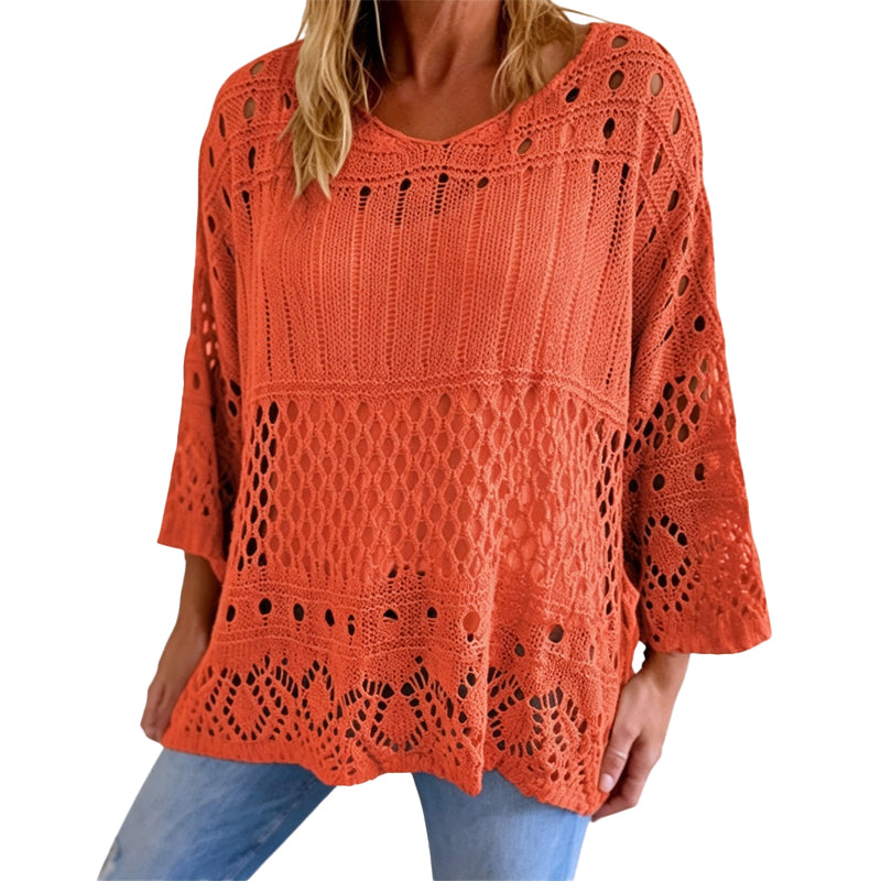 Women's Hollow-Out Crochet Knit Sweater