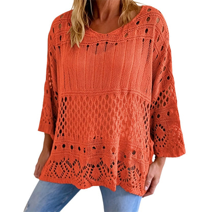 Women's Hollow-Out Crochet Knit Sweater
