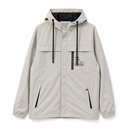 Men's Outdoor Windbreaker with Detachable Hood