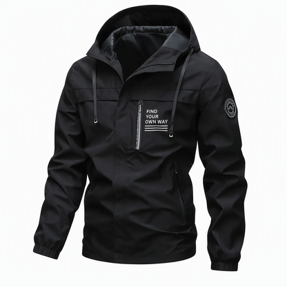 Men's Outdoor Windbreaker with Detachable Hood