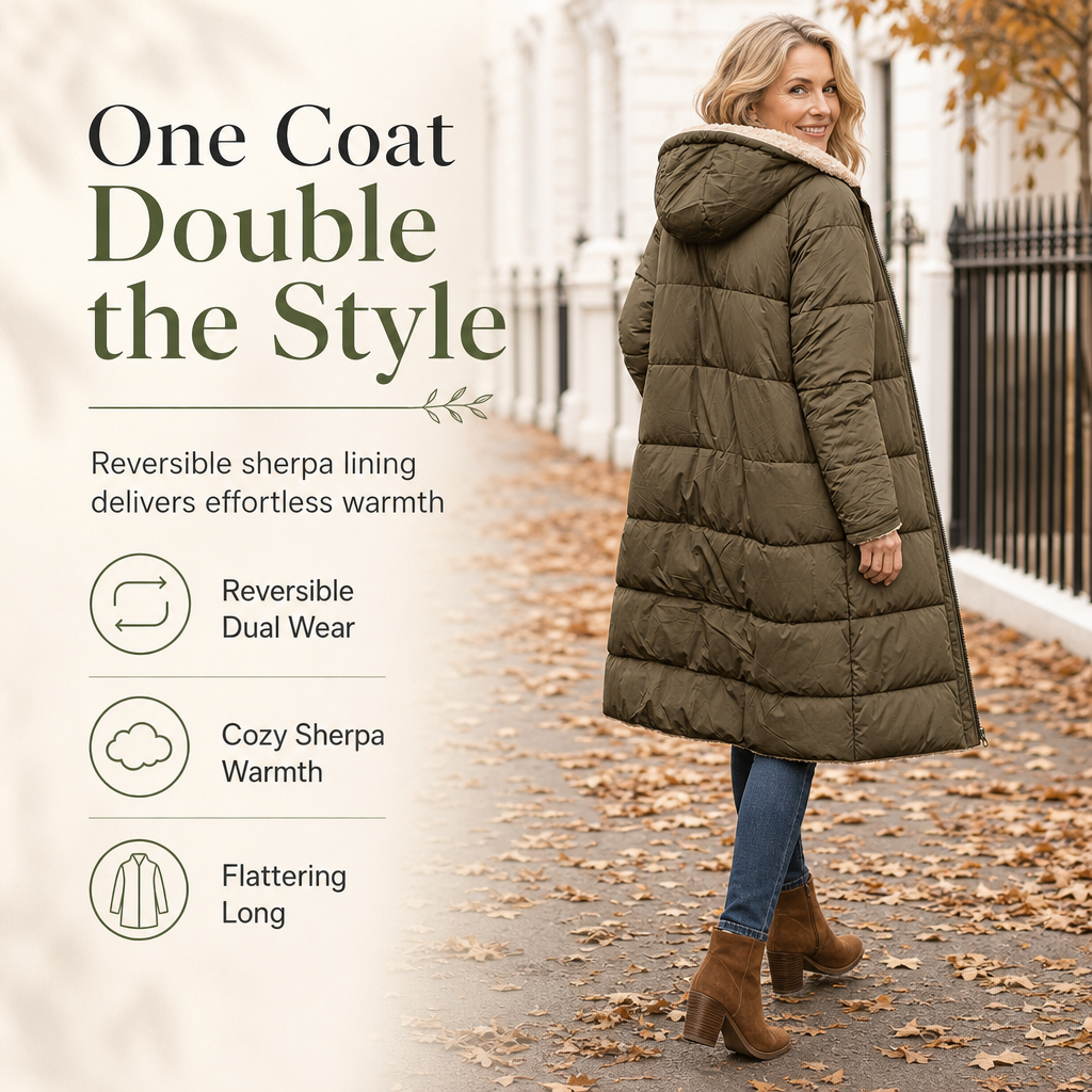 Women's Reversible Hooded Padded Slim-Fit Coat