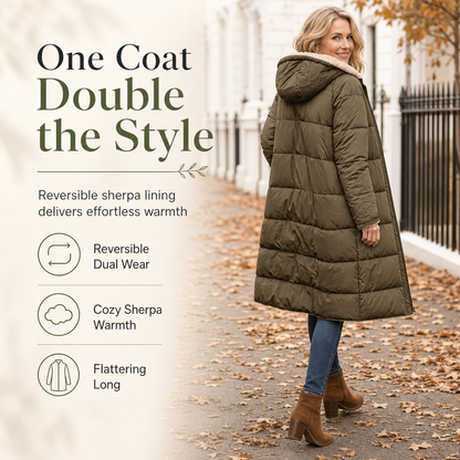 Women's Reversible Hooded Padded Slim-Fit Coat