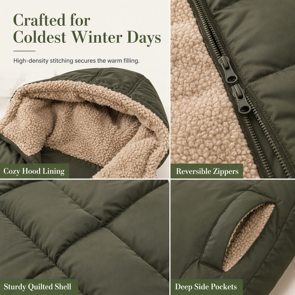 Women's Reversible Hooded Padded Slim-Fit Coat