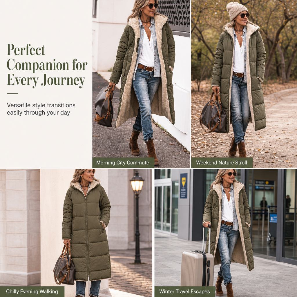 Women's Reversible Hooded Padded Slim-Fit Coat