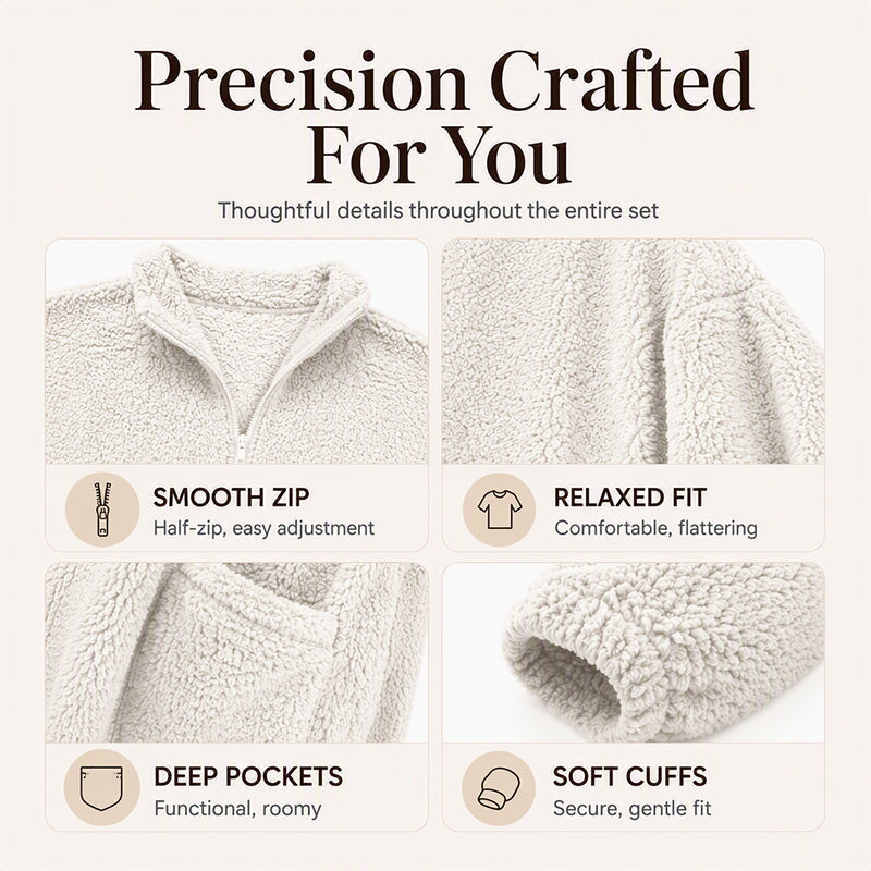 ☁️ Plush Warmth, Easy Half-Zip Style | Women's Pocket Sweatshirt ⚡ Free Shipping
