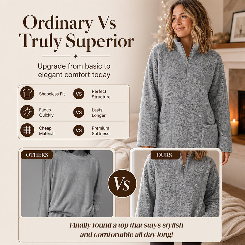☁️ Plush Warmth, Easy Half-Zip Style | Women's Pocket Sweatshirt ⚡ Free Shipping