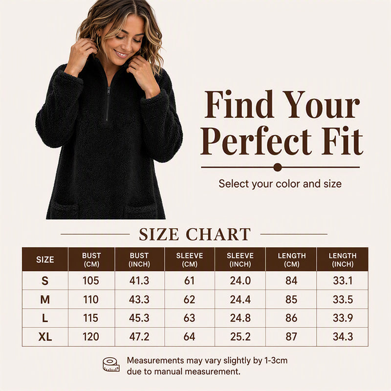 ☁️ Plush Warmth, Easy Half-Zip Style | Women's Pocket Sweatshirt ⚡ Free Shipping