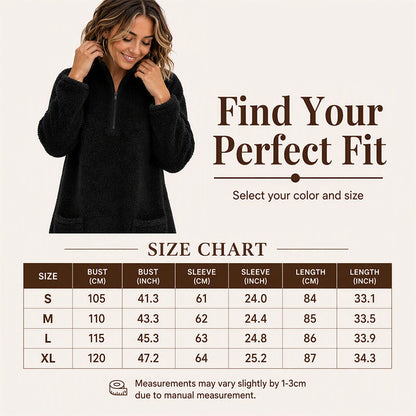 ☁️ Plush Warmth, Easy Half-Zip Style | Women's Pocket Sweatshirt ⚡ Free Shipping
