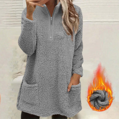 ☁️ Plush Warmth, Easy Half-Zip Style | Women's Pocket Sweatshirt ⚡ Free Shipping
