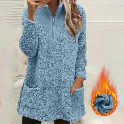 ☁️ Plush Warmth, Easy Half-Zip Style | Women's Pocket Sweatshirt ⚡ Free Shipping