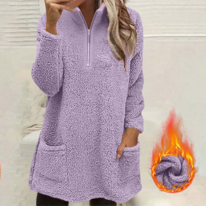 ☁️ Plush Warmth, Easy Half-Zip Style | Women's Pocket Sweatshirt ⚡ Free Shipping