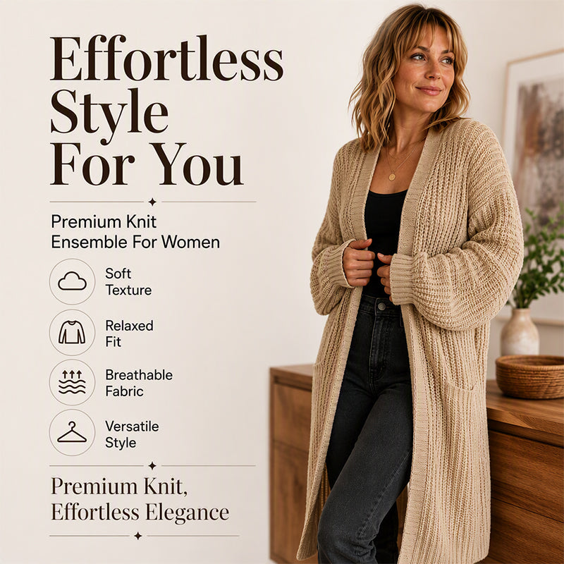 Women's Casual Chunky Knit Long Cardigan