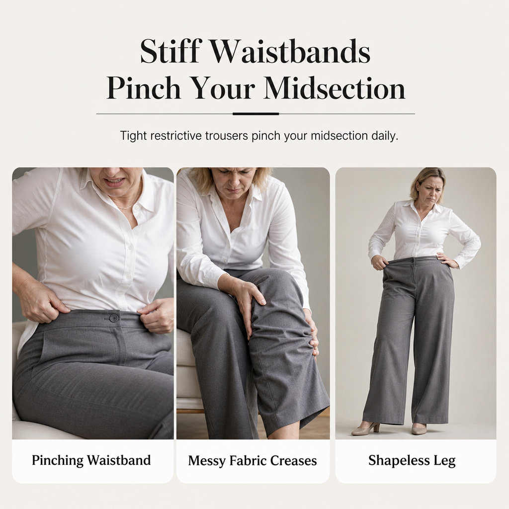 Women's Casual High Waisted Wide Leg Tailored Pants with Flowy Drape