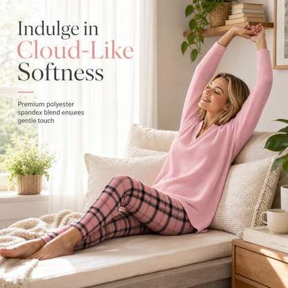 Women's Knit Top and Plaid Leggings Set