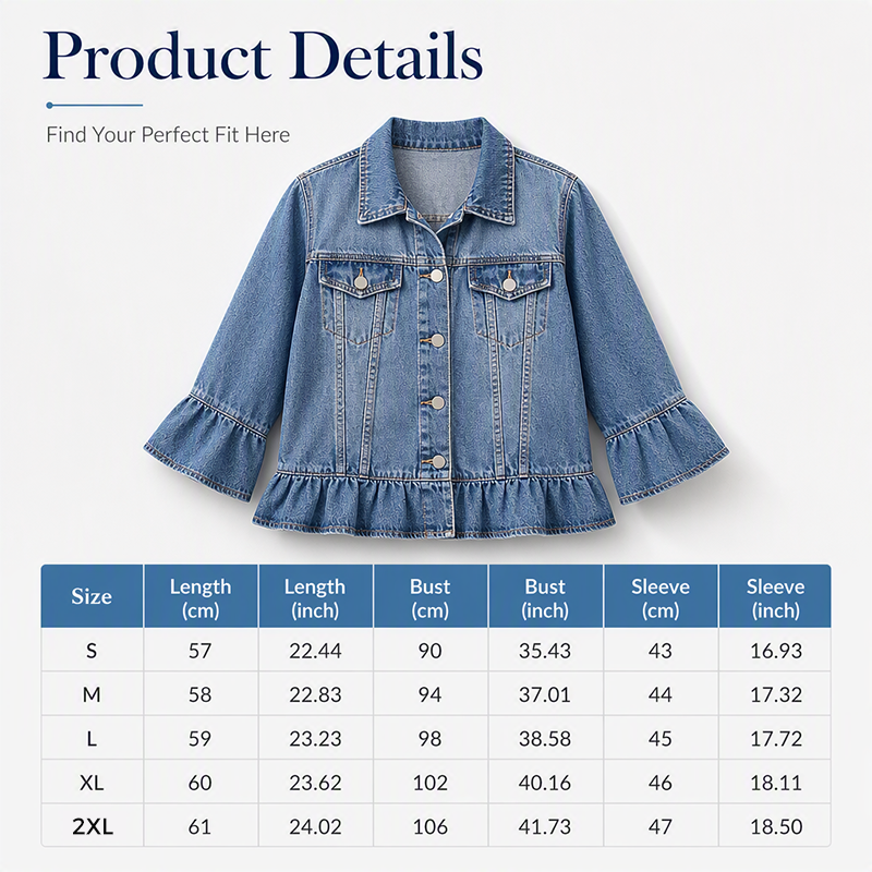 Women's Cropped Denim Jacket with Ruffle Hem