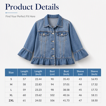 Women's Cropped Denim Jacket with Ruffle Hem