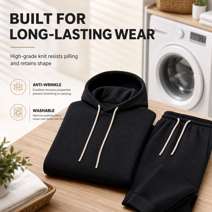 Men's Waffle Jacquard Hooded Tracksuit