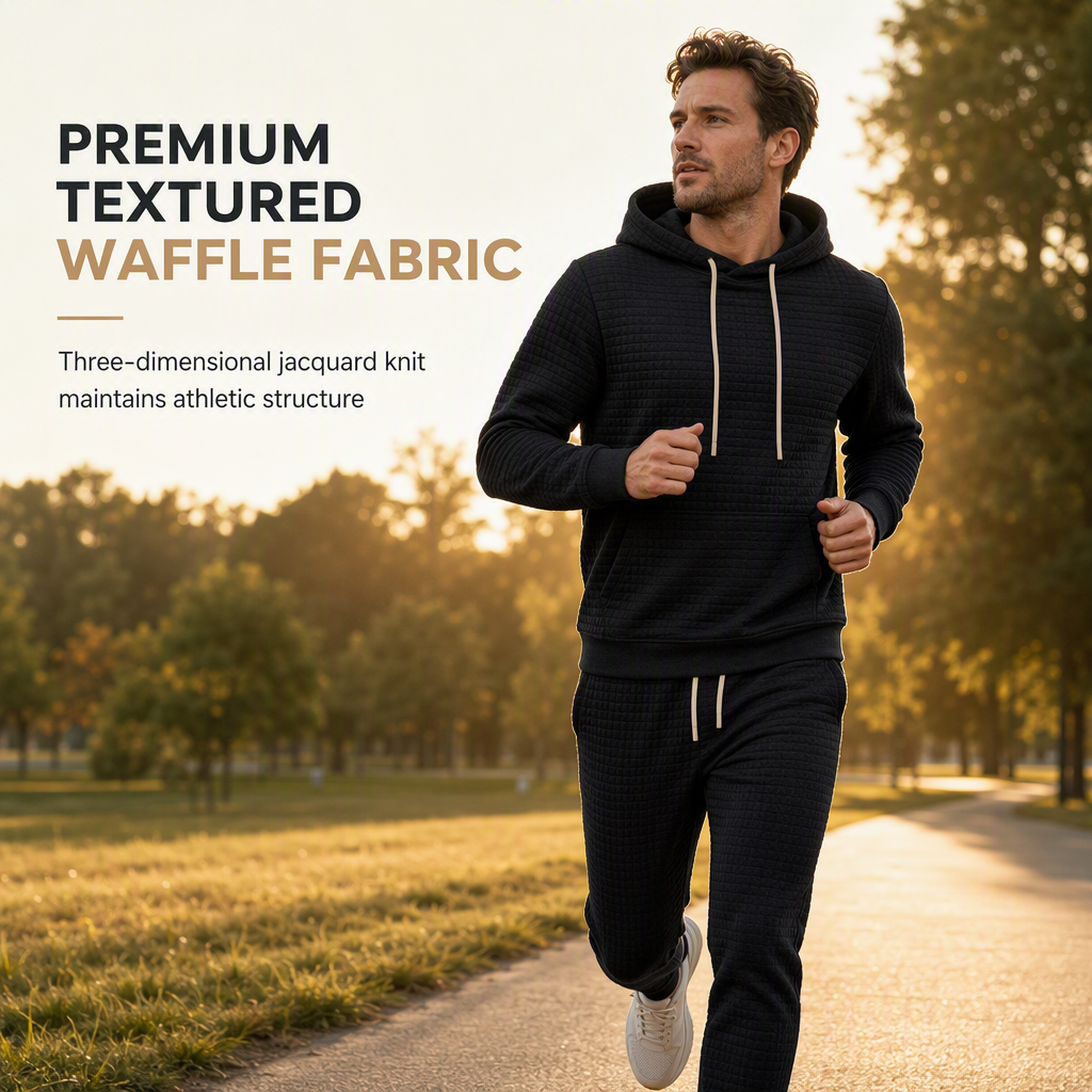 Men's Waffle Jacquard Hooded Tracksuit