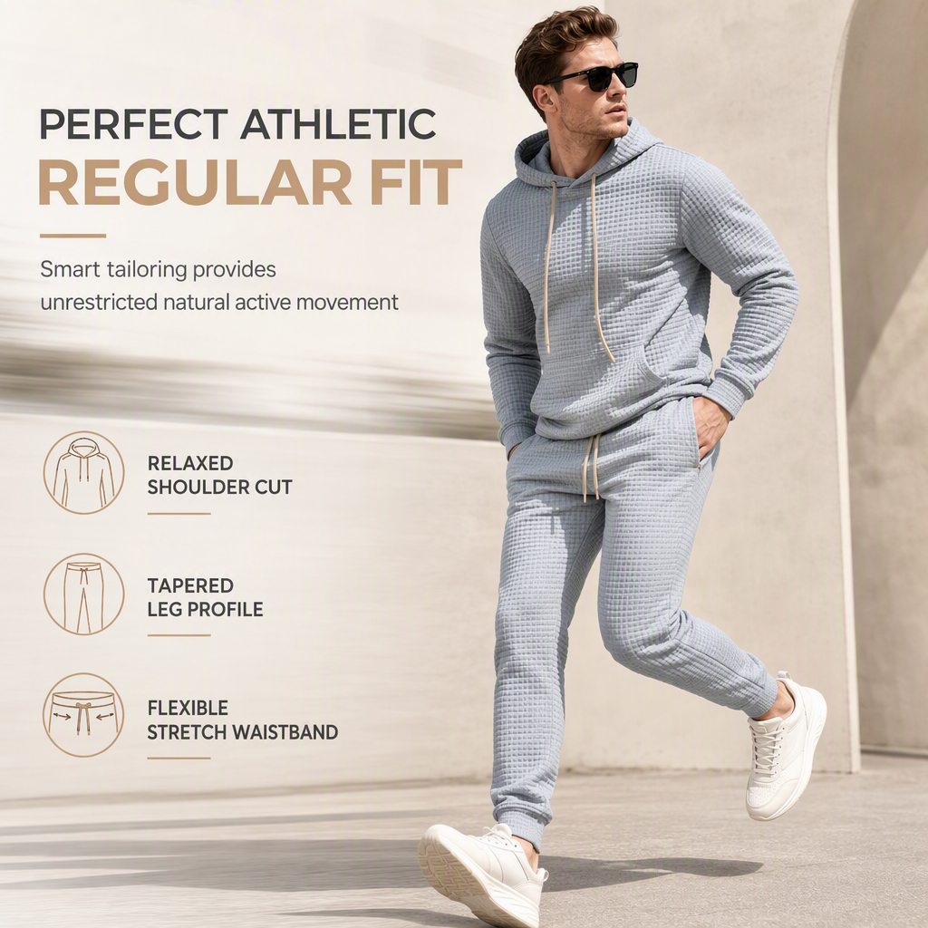 Men's Waffle Jacquard Hooded Tracksuit
