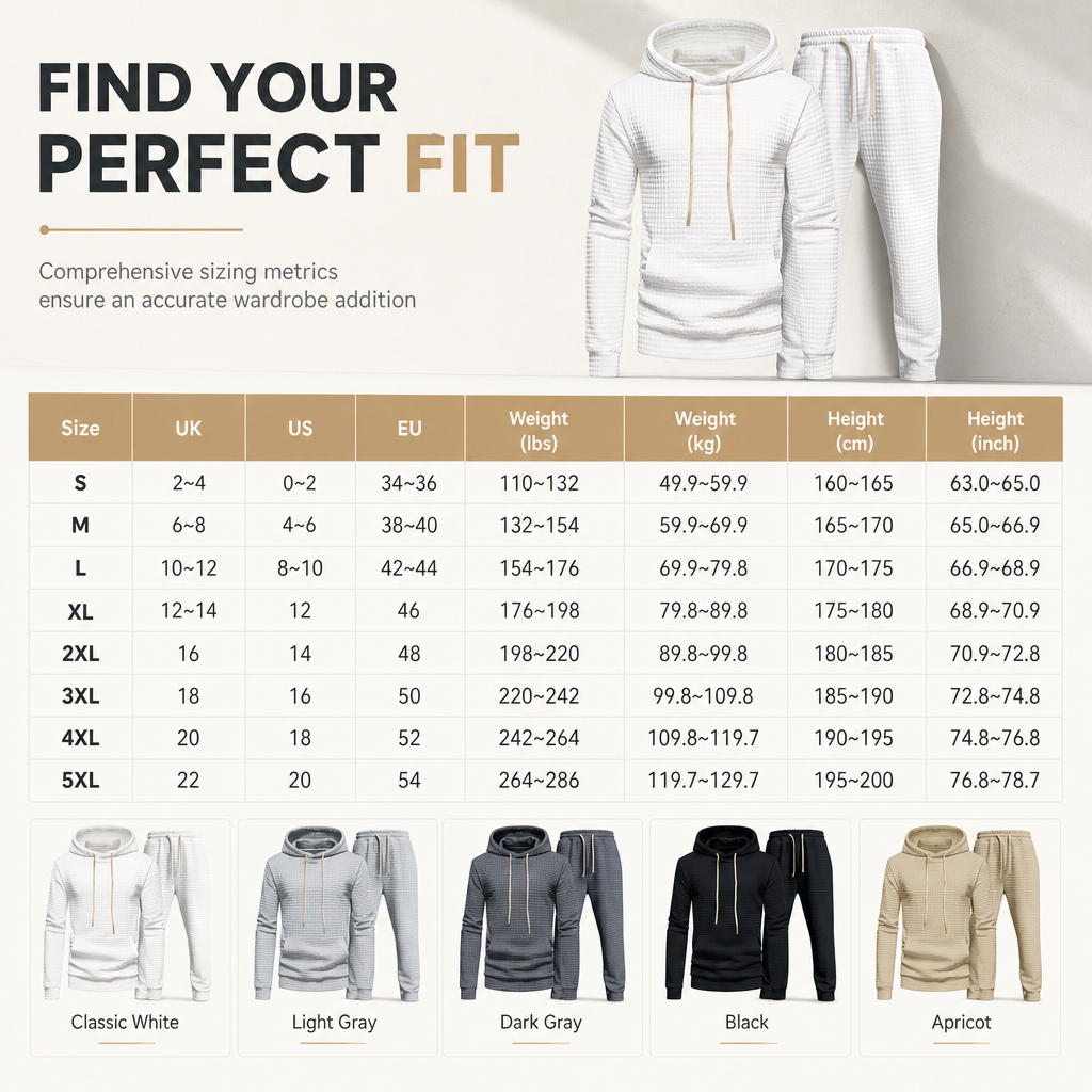 Men's Waffle Jacquard Hooded Tracksuit