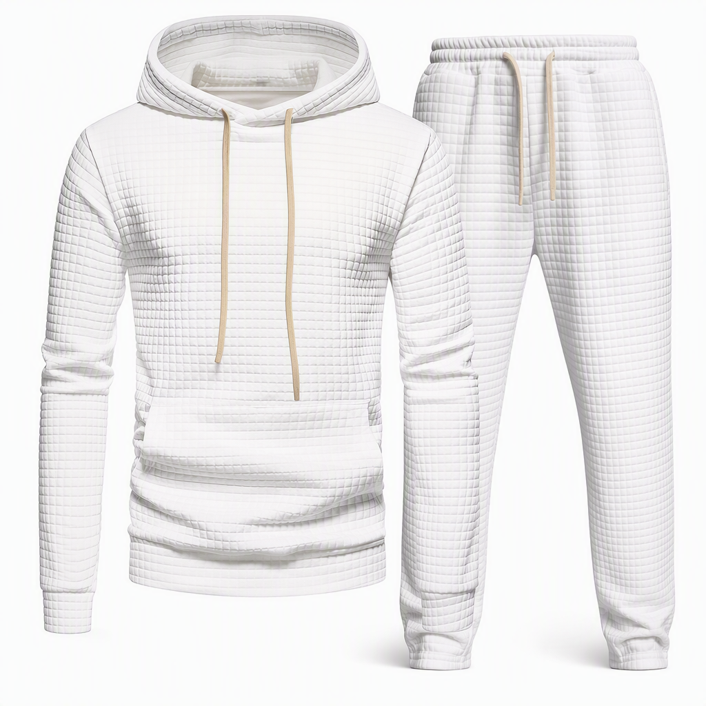 Men's Waffle Jacquard Hooded Tracksuit