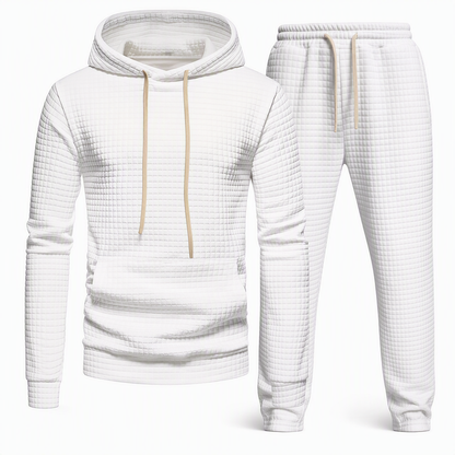 Men's Waffle Jacquard Hooded Tracksuit