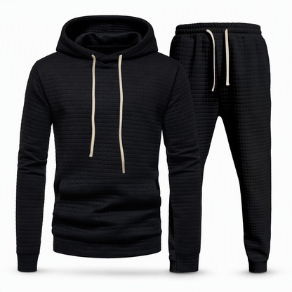 Men's Waffle Jacquard Hooded Tracksuit