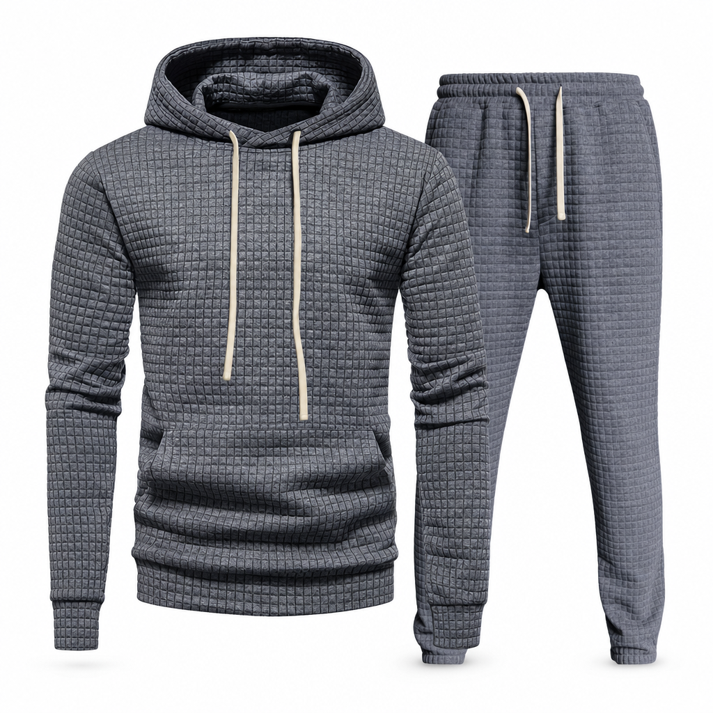 Men's Waffle Jacquard Hooded Tracksuit