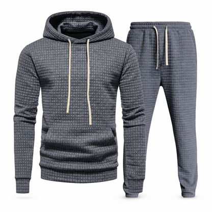 Men's Waffle Jacquard Hooded Tracksuit