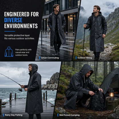 Long Hooded EVA Raincoat Poncho