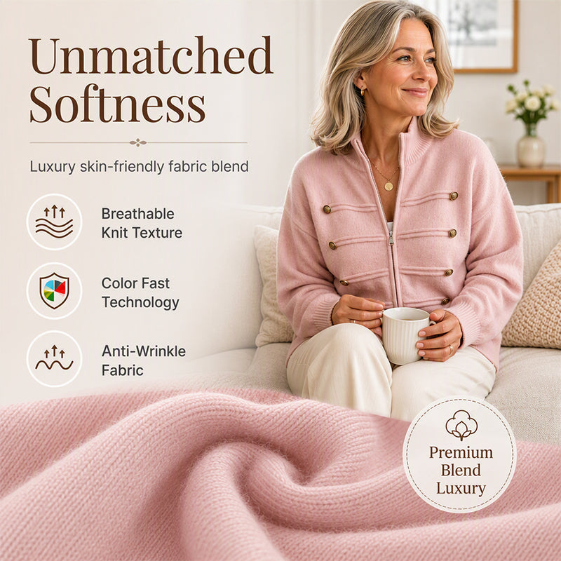 Women's Casual Double Zipper Sweater Jacket