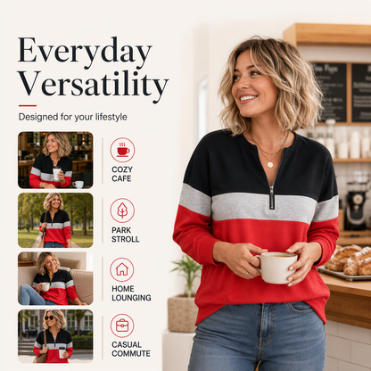 Women's Color-Block Half-Zip Sweatshirt