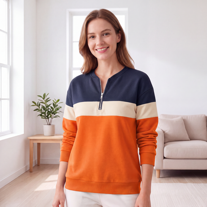 Women's Color-Block Half-Zip Sweatshirt