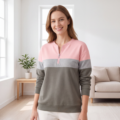 Women's Color-Block Half-Zip Sweatshirt