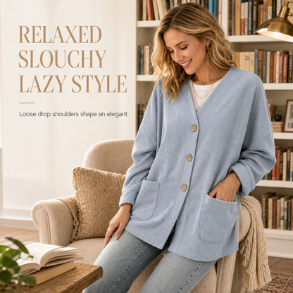 Women's Casual Corduroy V-Neck Cardigan Coat