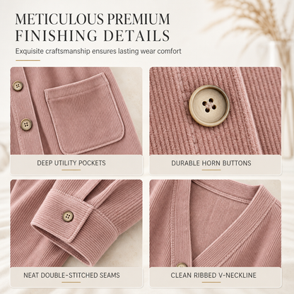Women's Casual Corduroy V-Neck Cardigan Coat