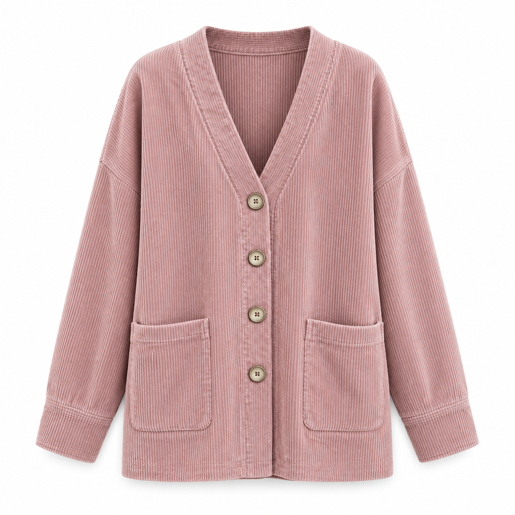 Women's Casual Corduroy V-Neck Cardigan Coat