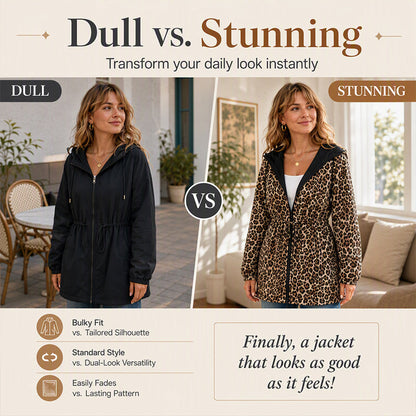 Women's Reversible Leopard Print Hooded Jacket