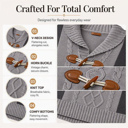 Women's Vintage Shawl Collar Toggle Button Sweater