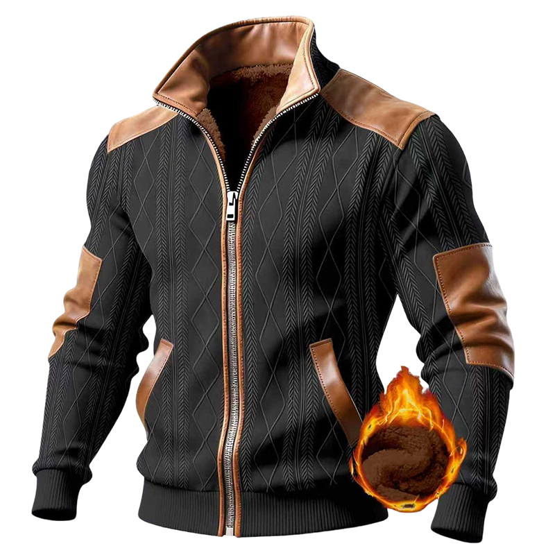 Men's Color-Block Warm-Lined Zip-Up Jacket