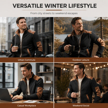 Men's Color-Block Warm-Lined Zip-Up Jacket