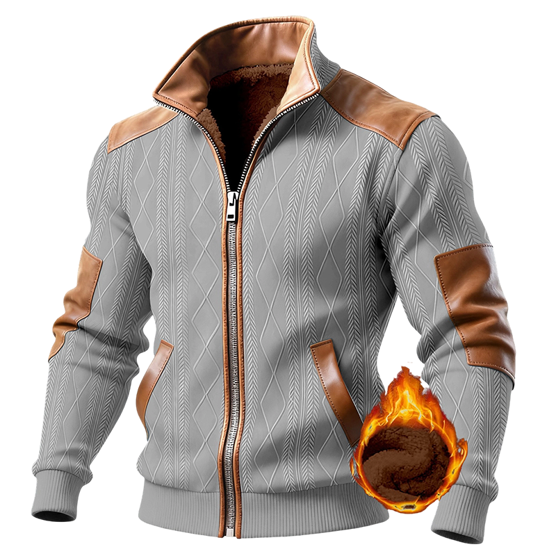 Men's Color-Block Warm-Lined Zip-Up Jacket