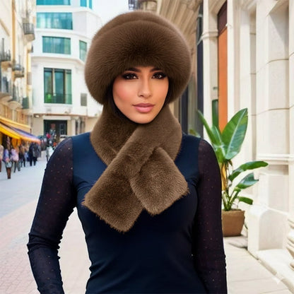 Winter Plush Thickened Scarf and Hat Warm Set