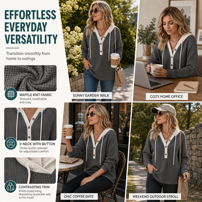 Women's Loose Fit Knit Hooded Sweatshirt