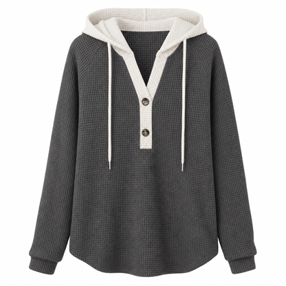 Women's Loose Fit Knit Hooded Sweatshirt